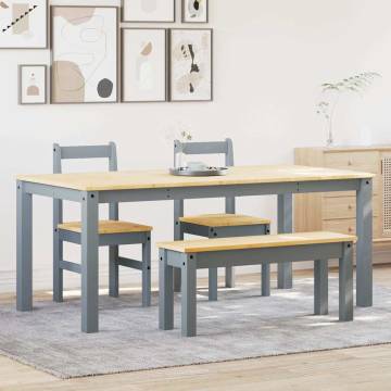 4 Piece Panama Grey Solid Wood Pine Dining Set - Hipomarket