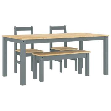 4 Piece Panama Grey Solid Wood Pine Dining Set - Hipomarket