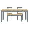 4 Piece Panama Grey Solid Wood Pine Dining Set - Hipomarket