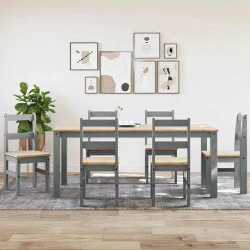 7 Piece Panama Grey Solid Wood Pine Dining Set | Hipomarket