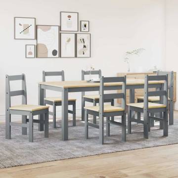 7 Piece Panama Grey Solid Wood Pine Dining Set | Hipomarket