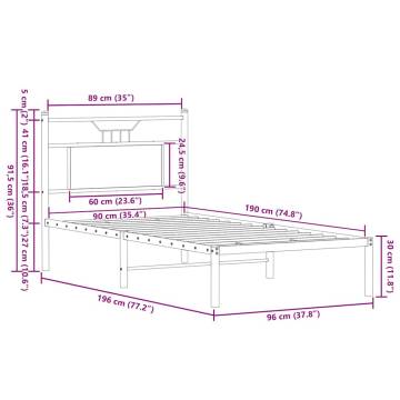 Smoked Oak Bed Frame 90x190 cm - Stylish & Durable