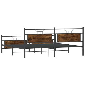 Metal Bed Frame Smoked Oak 193x203 cm | Hipo Market