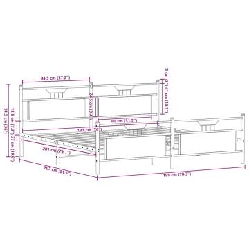 Metal Bed Frame Smoked Oak 193x203 cm | Hipo Market