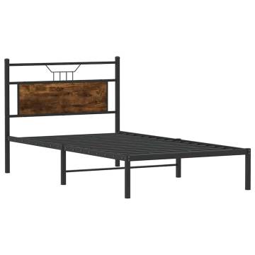 Smoked Oak Bed Frame - 100x190 cm | Durable Engineered Wood