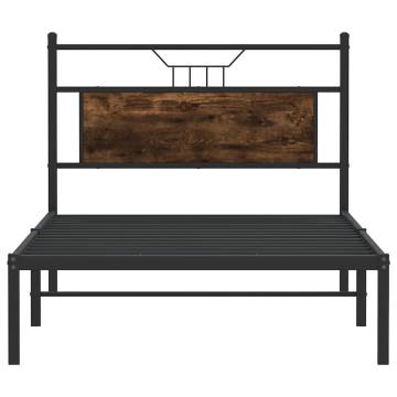 Smoked Oak Bed Frame - 100x190 cm | Durable Engineered Wood