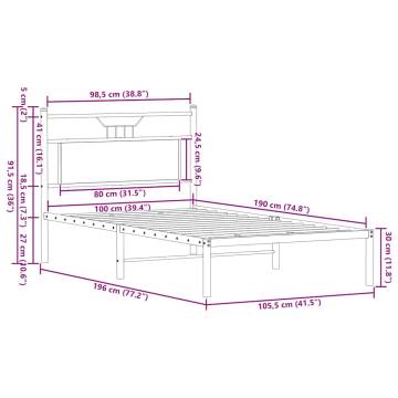 Smoked Oak Bed Frame - 100x190 cm | Durable Engineered Wood