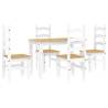 5 Piece Dining Set Panama - White Solid Wood Pine - HipoMarket