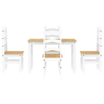 5 Piece Dining Set Panama - White Solid Wood Pine - HipoMarket