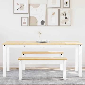 3 Piece Dining Set Panama - White Solid Wood Pine | Hipo Market