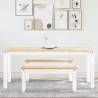 3 Piece Dining Set Panama - White Solid Wood Pine | Hipo Market