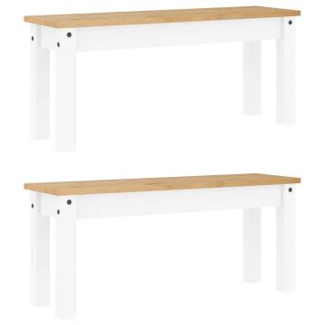 3 Piece Dining Set Panama - White Solid Wood Pine | Hipo Market