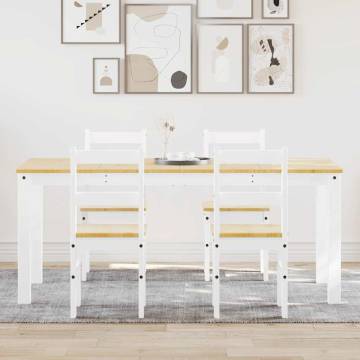 5 Piece Dining Set Panama White Solid Wood Pine - Hipomarket