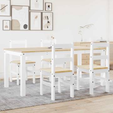 5 Piece Dining Set Panama White Solid Wood Pine - Hipomarket