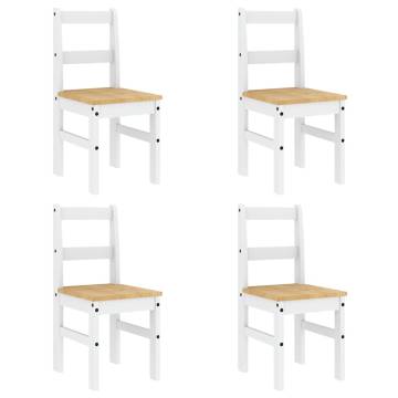 5 Piece Dining Set Panama White Solid Wood Pine - Hipomarket