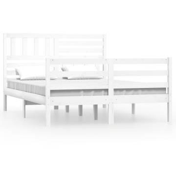 White Solid Wood Bed Frame 135x190 cm Double - Stylish & Durable