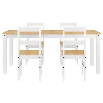 5 Piece Dining Set Panama White Solid Wood Pine - Hipomarket