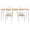 5 Piece Dining Set Panama White Solid Wood Pine - Hipomarket