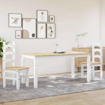 3 Piece Dining Set Panama - White Solid Pine Wood