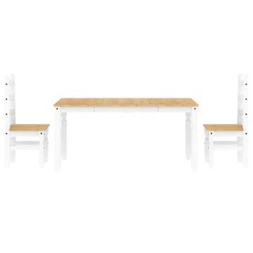 3 Piece Dining Set Panama - White Solid Pine Wood