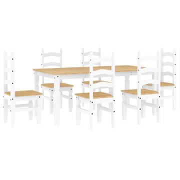 7 Piece Dining Set Panama - White Solid Wood Pine | HipoMarket