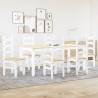 7 Piece Dining Set Panama - White Solid Wood Pine | HipoMarket