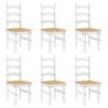 7 Piece Dining Set Panama - White Solid Wood Pine | HipoMarket