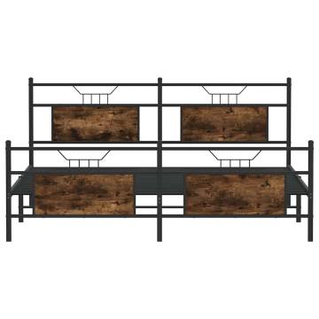 Metal Bed Frame without Mattress - Smoked Oak 160x200 cm