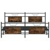 Metal Bed Frame without Mattress - Smoked Oak 160x200 cm