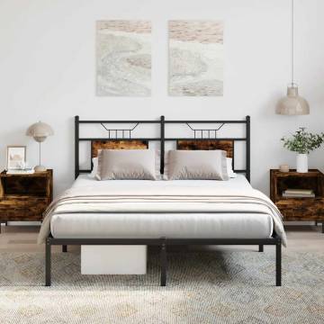 Smoked Oak King Size Bed Frame - 150x200 cm | Hipomarket