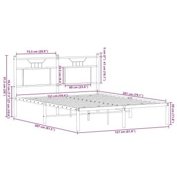 Smoked Oak King Size Bed Frame - 150x200 cm | Hipomarket