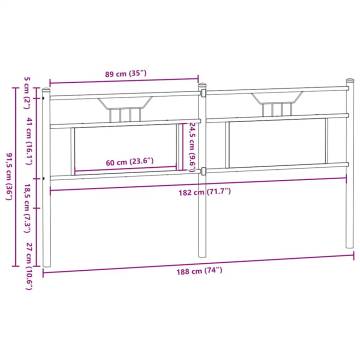 Stylish Smoked Oak Headboard - Durable Engineered Wood & Steel