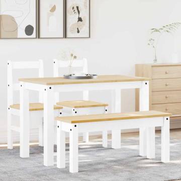 4 Piece Dining Set - Panama White Solid Wood Pine