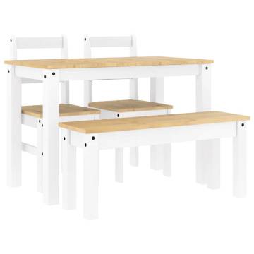 4 Piece Dining Set - Panama White Solid Wood Pine