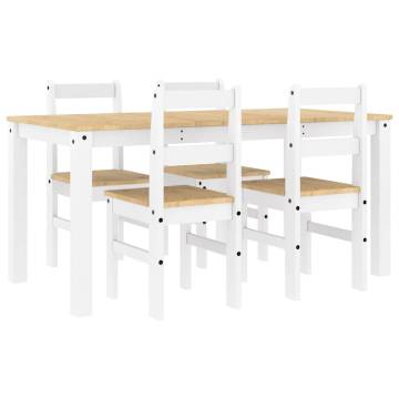 5 Piece Panama White Solid Wood Dining Set | Hipo Market