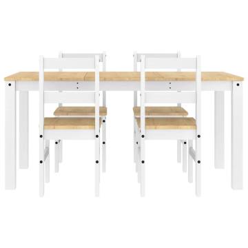 5 Piece Panama White Solid Wood Dining Set | Hipo Market