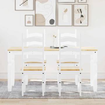 5 Piece Dining Set Panama - White Solid Wood Pine | HipoMarket