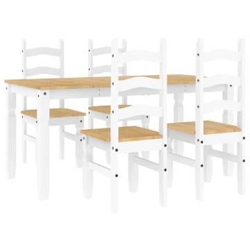 5 Piece Dining Set Panama - White Solid Wood Pine | HipoMarket