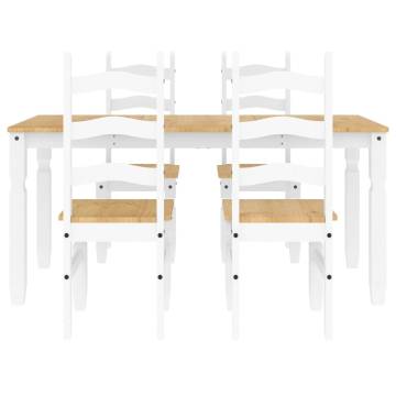 5 Piece Dining Set Panama - White Solid Wood Pine | HipoMarket