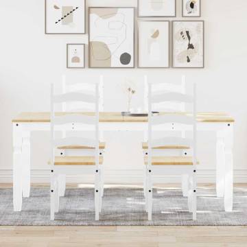 5 Piece Dining Set Panama - White Solid Wood Pine