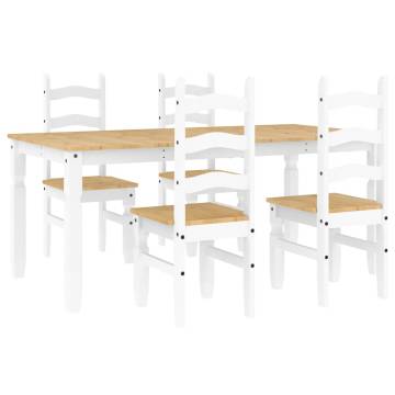 5 Piece Dining Set Panama - White Solid Wood Pine