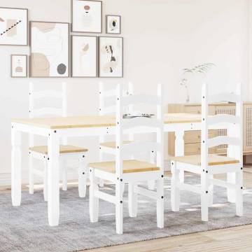 5 Piece Dining Set Panama - White Solid Wood Pine