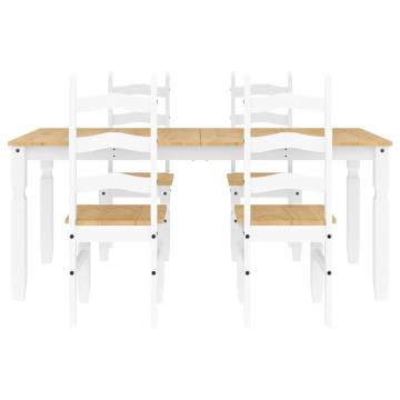 5 Piece Dining Set Panama - White Solid Wood Pine