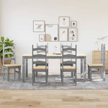 7 Piece Panama Grey Dining Set - Durable Pinewood Design