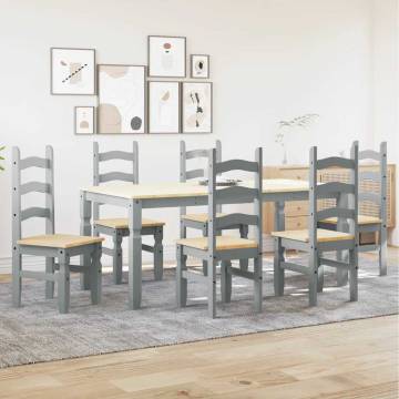 7 Piece Panama Grey Dining Set - Durable Pinewood Design