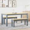  3 Piece Dining Set Panama Grey Solid Wood Pine Colour grey Length 160 cm Model 2x bench Number of 1 