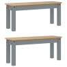 3 Piece Dining Set - Panama Grey Solid Wood Pine