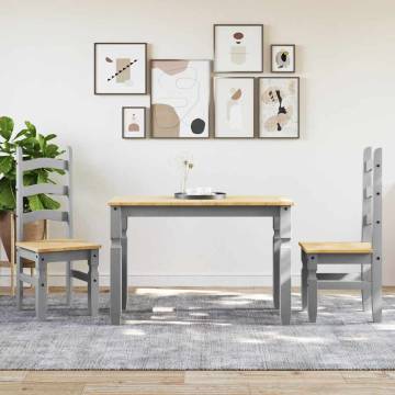 3 Piece Dining Set Panama Grey Solid Wood Pine - Hipo Market