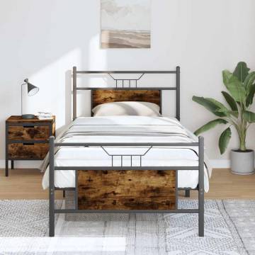 Smoked Oak Bed Frame 90x190 cm - Durable & Stylish