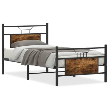 Smoked Oak Bed Frame 90x190 cm - Durable & Stylish